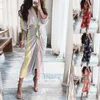 Casual Dresses 2022 Summer Women Striped Leopard Print Shirt Dresses Bandage Button Elegantes Long Dress Vintage Vestidos de Mujer Casual Robe T220905