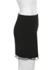 Spódnice Darlingaga Koreańska moda Frowa Mesh Patchwork Czarna mini spódnica Summer Solid Split Casual Bodycon Kobiety Krótkie urocze 220924