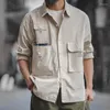 Men's Casual Shirts 2022 Solid Button Down Convertible Work Shirt Loose Fit Detachable Sleeve Military Tactical Outdoor Hiking Summer