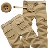 Pantalons pour hommes 2022 Hommes Printemps Automne Mode Multi-poches Salopette Homme Casual Coton Lâche Cargo Pantalon Mâle Long Travail Pantalon A269