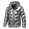 Mens Down Parkas Bright Leather Winter Mens Jacket Casual Parka Outwear Waterproof Puffer Padding Warm Stand With Hood Outwearing Coat 220927