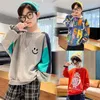 Pullover Spring och Autumn Boys Sweatshirt Cartoon Letter Printed Cotton Long Sleeve Top O Neck Youth Casual 220924