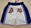 Shorts de basquete clássico XS-XXXL Just Don Los24Angeles 8 BlackMamba com bolso respirável praia Hip Pop Sweatpants James Johnson Worthy West Short