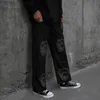 Męskie dresy śladowe Aolamegs Lightning szkielet druk Gothic Pants Mężczyźni luźne swobodne spodnie z szeroką nogą High Street Cool Sweatpants para streetwear 220926