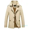 Men's Coat Turn-down Collar Single-breasted Jacket Solid Color Windbreaker Casual Business Trench Outwear