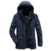 Winter Men Jacket Parkas New Casual Military Outwear Casa masculino espesso de veludo quente Jaquetas acolchoadas com capuz