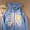 Hoodies للسيدات Sweatshirts الأزياء الأمريكية بيع الهيكل العظمي طباعة أنيمي الرجال النساء longsleeved zipper سترة سترة الشارع streetwear y2k pulver 220926