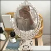 Spiegels Noordse Cutelife Sier plastic vintage decoratieve spiegel kleine ronde make -up slaapkamer ins tafel kamer staande glazen drop leveren dhndc