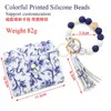 FY3399 GC1109 Leather Bracelet Keychain with Tassels, Card Bag & Beads - Stylish Wristlet for Parties & Handbags