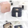 Jewelry Pouches Black Organizer Display Travel Case Boxes Portable Box Leather Storage Earring Holder