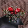 Barrettes à cheveux Barrettes Lady Crystal Strass Spring Clips Bijoux Femmes Fleur Phoenix Papillon Motif Mode Prêle Clip Cheveux Dh8Ua