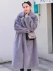 Womens Fur Faux Nerazzurri Winter Long Thick Warm Soft Gray Black Coat Women Fluffy ry Fake Overscoat Korean Fashion 5xl 6xl 7xl 220927