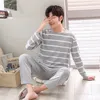 Men's Sleepwear Pajamas Sets Male Striped Full Pure Cotton Carton Fashion Men Long Sleeve Sleepwear Suit 2 Pieces Casual Spring Home Lounge Gift 220924