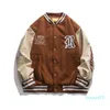 Men's Jackets Letterman School Team Baseball Uniform Loose Men's Sports Coat Pu Leather Stitched American Spring Jacket