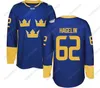 GLA MIT 2016 ￉quipe de la Coupe du monde Sweden Hockey Jerseys Lehner Kronwall Hagelin Karlsson Hornqvist Zetterberg Sooerberg Sedin World Cup Hockey Jersey