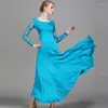 Stage Wear Round Neck Lace Stitcing Women Ballroom Dance Jurk voor dansende kleding Waltz Moderne kostuums Rumba Rumba