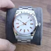 Luksusowy zegarek damski king srebrny biały tarcza 40 mm 904L Składanie ze stali nierdzewnej Kryształowe szkło automatyczne mechaniczne zegarek Fabryka LB