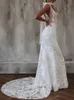 Élégant Sirène Dentelle Robe De Mariée 2022 Sexy Bretelles Boho Pays Robes De Mariée Etage Longueur Chic Robe De Mariee Col En V Profond Bohème Robe De Novia Pour Les Femmes Plus La Taille