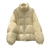 Women's Down & Parkas winter version loose style down jacket women's short stand collar bread Comi frog white duck