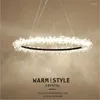 Pendant Lamps Modern Luxurious Crystal Beads Ring Led Chandeliers For Foyer Dining Room Bedroom Hall Suspension Lamp 40-90cm 2336