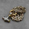 Colliers pendants vintage Viking Dragon Head Amulet Thor039s Hammer 316L Collier en acier inoxydable Chaîne King avec Valknu5257332