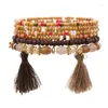 Charm Bracelets 2022 Fashion Vintage Ethnic Multilayer Big Beads Boho Statement Flower Bangles For Women Jewelry