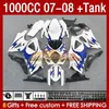 Fairings Tank för Suzuki GSXR1000 GSXR 1000 CC K7 GSX-R1000 2007-2008 BODYS 158NO.19 1000CC GSXR-1000 07 08 BOODYWORK GSX R1000 2007 2008 FULL FAIRING KIT BLUE VIT