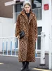 Damen Jacken ZADORIN High Street Leopardenmuster Langer Kunstpelzmantel Flauschige Jacke für Frauen Winter Kunstkaninchenfell Trenchcoat Plüschjacken 220926