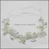 Pinces À Cheveux Barrettes Baroque Or Rose Fleur Feuille Accessoires De Cheveux De Mariage Couronne Perles Femmes Front Coiffure Bijoux De Mariée Hea Dh2Cm