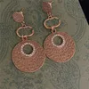 Boucles d'oreilles à breloques exagérées, doubles lettres, clous de styliste pour femmes, rétro, diamant, Long pendentif, avec boîte 288m