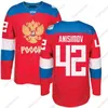 GLA MIT 2016 Equipe da Copa do Mundo Jerseys de Hóquei Rússia WCH 74 EMELIN 72 BOBROVSKY 47 Marchenko 42 Anisimov 41 Kulemin 27 Panarin 22 Zaitsev Custom Hockey