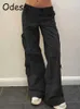 女性用パンツカプリスオデッサ90Sビンテージカーゴパンツバギージーンズ女性カジュアルローウエストポケット