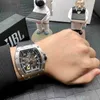 SuperClone RM030Multi-Function Luxury Mens Mechanics WatchesWlistwatch Wine Barrel Watch自動機械細かい鋼鉄ケースブラックテープ8Aen