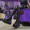 Laarzen 2021 Gothic Punk Mode Vrouwen Dij Laarzen Wiggen Hoge Hakken Platform Over De Knie Laarzen Vrouwelijke Straat Cosplay herfst Schoenen T220926