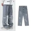 Jeans masculinos Arrendagem de streetwear Hip Low Rise Baggy For Men Korean Y2K Fashion Troushers Cross Denim Pants Mulheres Cargo Punk Roupas 221008