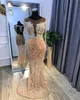 2022 ￁rabe Aso Ebi Champagne Mermaid PROM Vestidos