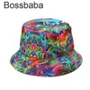 Женщины мужчины Harajuku Bucket Hat Flower Contrast Compatred Обработанная упаковка