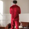 Мужская одежда для сна сгущение фланелевая пижама Мужчины красная пижама набор с длинным рукавом пижама костюм мужского сна 2 %.