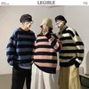 Men's Sweaters LEGIBLE Striped Men Autumn Pullovers Harajuku Streetwear Tate Landon Green Women 220927