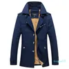 Men's Coat Turn-down Collar Single-breasted Jacket Solid Color Windbreaker Casual Business Trench Outwear