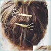 Fermagli per capelli Barrettes Fermagli per capelli retrò Personalità Moda originale Belle piccole forbici Clip laterale Lega Accessori per capelli semplici Dhrf0