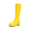 Boots Sell Women Knee High Patent Leather Waterproof Long White Red Party Fetish Boot Women's Shoes Autumn Winter