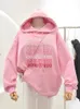 Damen Hoodies Sweatshirts Leter Print Hoodies Frauen Übergroße Langarm Pullover Sweatshirt Harajuku Herbst und Winter Rundhalsausschnitt Rosa Top Y2K Damen 220926