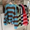 Womens Sweaters Womens Clothing Korean Stripe Knitting Sweater Round Neck Long Sleeves Vintage Casual Fashion Baggy Ladies Tops Autumn 220923