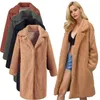 Damesjassen Dames Winter Mode Warm Pluche Nepbont Lange Jas Revers Harige Damesjas Overjas 220926