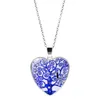 Colliers d'arbre de vie pour femmes Glass Cabochon en forme de coeur Plant Plant Plante Pendre Silver Chains Bijoux Gift