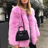 Kvinnors päls faux vinter varm vit kappa kvinnor långärmad rosa lyx elegant fluffiga falska kanin blazers kläder mode streetwear 220927