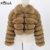 FULO FULO FELURA FQLWL Casual Branco Preto Bruffy O outono Casaco de Casaco de Inverno de Inverno Longo Puffer Cropped para Outwear 220927