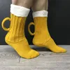 Decorazioni natalizie Calzini natalizi 3D con boccale di birra Calze regalo con manico a tazza Calzino da pavimento blu Giallo Carino unisex Novità Inverno caldo Uomo Donna 220927