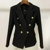 Kvinnors jackor High Street Est Runway Designer Blazer Women's Classic Lion Buttons Double Breasted Slim Montering Textured Blazer Jacket 220926